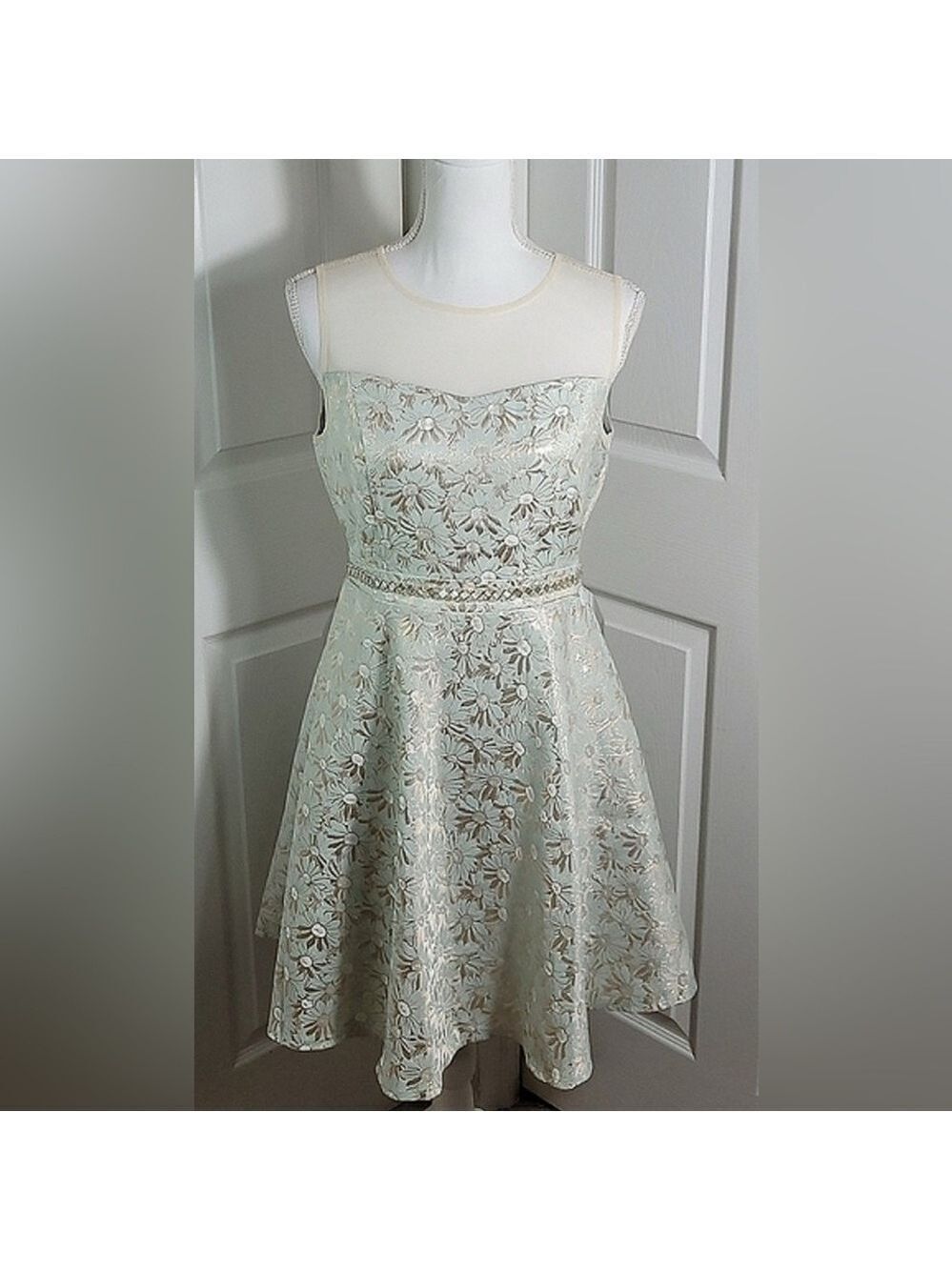 Ryu Mint Brocade A-Line Dress Medium